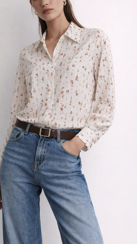 Camisa floral Daisy - tamanho P/M - Vintage e delicada.