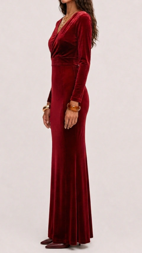 Vestido sereia vermelho de veludo - tamanho P/M
