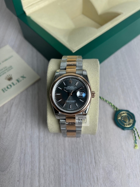 RELÓGIO DATE-JUST WIMBLEDON PRATA ROSE BASE ETA