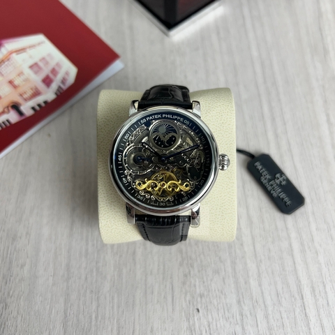 RELÓGIO PATEK ESQUELETO COURO