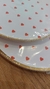 Plato blanco corazones rojos y borde dorado x8 - comprar online