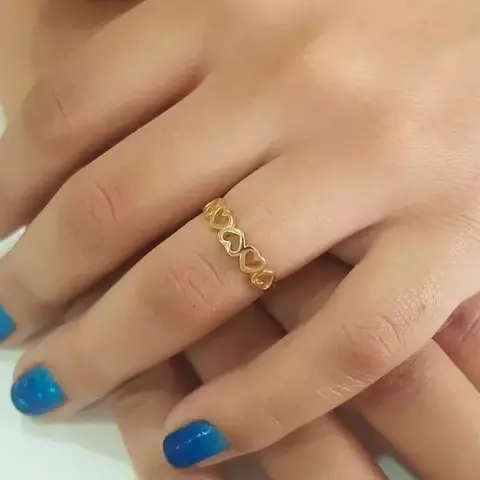 Anel moeda antiga 5 corações