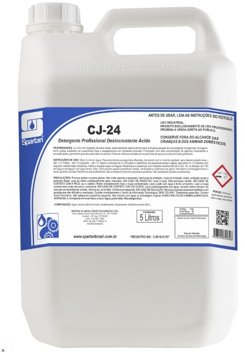 CJ-24 5 LITROS - DETERGENTE PROFISSIONAL DESINCRUSTANTE ACIDO