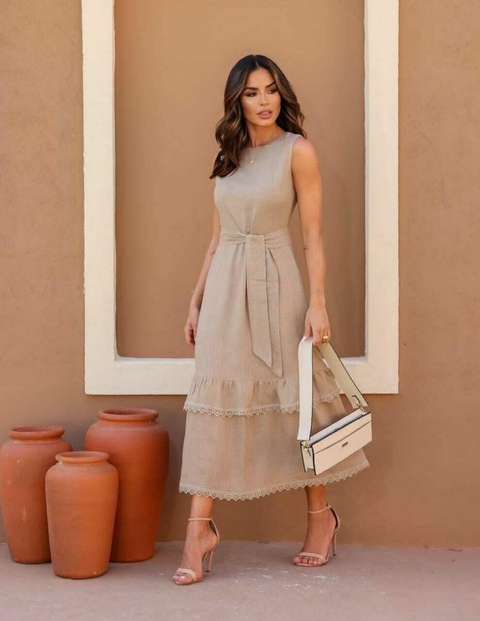 Vestido em linho forrado