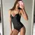 Spaghetti Strap Bodysuits Women New Style Leather Stitching Sexy Slim Black Bodysuit Solid Color Party Clubwear - MenPer Store