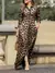 Spring Autumn Leopard Print Long Dresses For Women Single Breasted Button Lapel Long Sleeve Casual Vacation Shirt Dress Vestidos