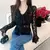 Stylish Solid Color Spliced Lace Ruffles Blouse Female Clothing Spring Summer New Casual Pullovers Flare Sleeve Chic Shirt X824 - MenPer Store