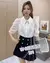 2pcs Set Sequined Stitch White Blouses Shirts Women 2024 Summer Short Sleeve Shirts+ Tank Top Office Lady Tops Camisas De Mujer - MenPer Store