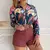 Summer Print Blouse And Two Piece Sets Women 2024 Fashion Long Sleeve Floral Shirt Tops Short Pants Female Elegant Y2K 2Pcs Suit - tienda en línea