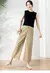 Straight Pockets Zippers Button Solid Fashion Casual Loose High Waist Simplicity Wide Leg Calf-length Pants Women Clothing E101 - comprar en línea