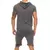 Imagen de Summer Men Camouflage Solid Color Zipper Romper Short Sleeve Hooded Jumpsuit