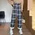 2024 Winter Thick Plaid Pants Women Fashion Warm Loose Wide Leg Trousers Student Y2K Causal High Waist Pants Outwear A143 - comprar en línea