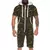 Summer Men Camouflage Solid Color Zipper Romper Short Sleeve Hooded Jumpsuit - comprar en línea