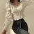French Style Chiffon Blouse Women Spring Summer Puff Sleeve Lace Up Ruffles Shirts Elegant Korean Preppy Style Sweet Top Z350 - MenPer Store