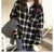 Shirts Women Long Sleeve Black White Plaid Loose Vintage Students Shirt Harajuku Turn-down Collar Casual Female Blouses Elegant en internet