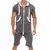Imagen de Summer Men Camouflage Solid Color Zipper Romper Short Sleeve Hooded Jumpsuit