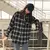 Shirts Women Long Sleeve Black White Plaid Loose Vintage Students Shirt Harajuku Turn-down Collar Casual Female Blouses Elegant - tienda en línea