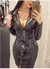 Black Leather Dress PU Dress Women V-neck Bodycon Long Sleeve Package Hip Zipper Dresses - tienda en línea