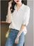 Spring Summer Fashion Solid Color White Blouse Women New Short Sleeve Polo Collar Office Casual Lady Pullover Chiffon Shirt N259