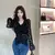 Stylish Solid Color Spliced Lace Ruffles Blouse Female Clothing Spring Summer New Casual Pullovers Flare Sleeve Chic Shirt X824 - comprar en línea