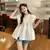 Summer White Ruffles Women Shirt Vintage Loose Stand Neck Blouses 2024 Blusas Mujer De Moda Y2k Flying Sleeve Sweet Tops en internet