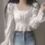 French Style Chiffon Blouse Women Spring Summer Puff Sleeve Lace Up Ruffles Shirts Elegant Korean Preppy Style Sweet Top Z350 - tienda en línea