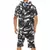 Summer Men Camouflage Solid Color Zipper Romper Short Sleeve Hooded Jumpsuit - comprar en línea