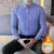 Imagen de 2023 Winter Fleece Thickened Warm Men Striped Shirts Slim Fit Long Sleeves Korean Style Solid Color Casual Dress Shirts Z157
