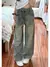 Imagen de 2024 New Retro High Waist Loose Flare Jeans Lady Designer Baggy Wide Leg Pants Korean Version Raw Edge Denim Blue Trousers 957