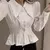 Imagen de New Preppy Style Women Peter Pen Collar Shirt Korean Fashion Loose Blouse Autumn Long Sleeve All Match Design Tops Chic V151