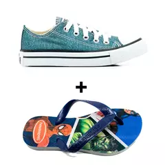 Imagem do Kit Menino Tênis Infantil All Star + Chinelo Infantil Havaianas Heróis