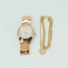 Kit Relógio Feminino Elegance e Pulseira com Pingente na internet