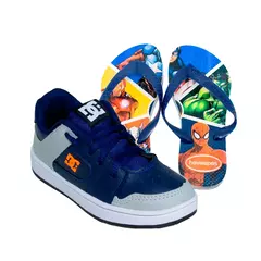 Kit Menino Tênis Infantil DC Shoes + Chinelo Infantil Havaianas Heróis