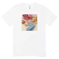 Camisa Feminina Baby Look Flores, Salto e Glamour
