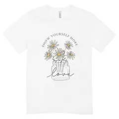 Camisa Feminina Baby Look Flores de Amor na internet