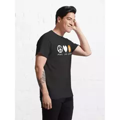 Camisa Peace Love Bitcoin na internet