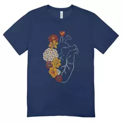 Camisa Feminina Baby Look Floral Heart Vintage na internet