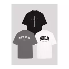 Kit 3 Camisetas Masculina Sortidas 100% Algodão Premium - loja online