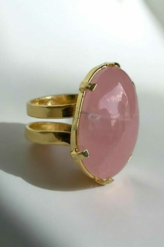 Anel Cabochão Amor Sereno Quartzo Rosa - comprar online