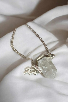 Corrente Inovação Com Cristal Quartzo - Signo Aquário - Prata 925
