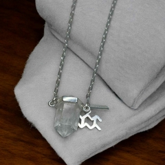 Corrente Inovação Com Cristal Quartzo - Signo Aquário - Prata 925 - comprar online