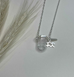 Corrente Inovação Com Cristal Quartzo - Signo Aquário - Prata 925 na internet