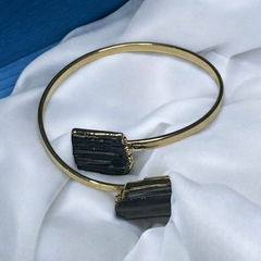 Bracelete Duo Escudo Turmalina Negra - comprar online