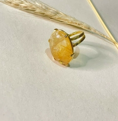 Anel Cabochão Aura Dourada Citrino - Regulável na internet