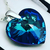 Collar dije corazon 18mm cristal azul Bermudablue SW. con cadena plata 925