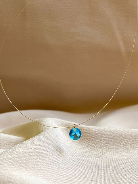 COLAR FIO DE NYLON PONTO DE LUZ AZUL 6MM - comprar online