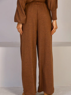 Calça Feminina Pantalona Wide Leg Tricô Premium Cintura Alta na internet