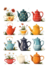100 stickers diseño libros y flores/ té / tazas de té y café / teteras / merienda - Hemera Libros