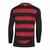 Camisa de torcedor do Flamengo I 25/26, manga longa, nas cores vermelha e preta, com listras e logo da Adidas. 