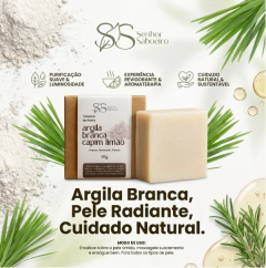 Sabonete de Argila Branca - Clareamento de Manchas, Hidratante, Suavidade, Controle de pH